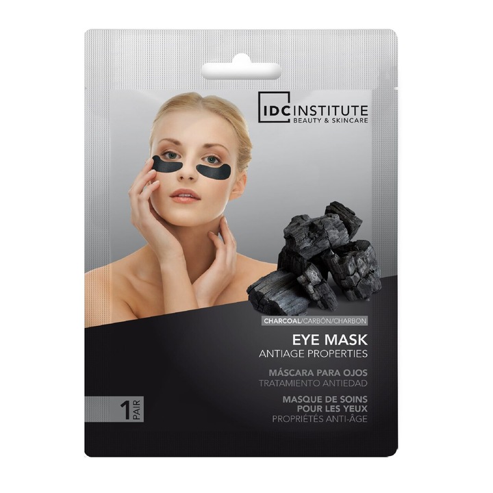 Set 2 masti pentru ochi cu carbune activ si acid hialuronic IDC Institute 3425, 8 g