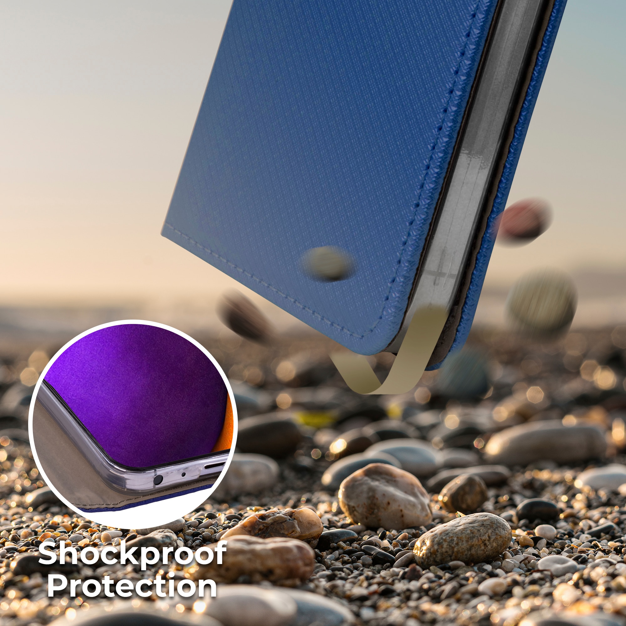 Husa pentru telefon, Moozy, Flip On, pentru Samsung Galaxy A52, Samsung Galaxy A52 5G, Albastru inchis, Piele ecologica