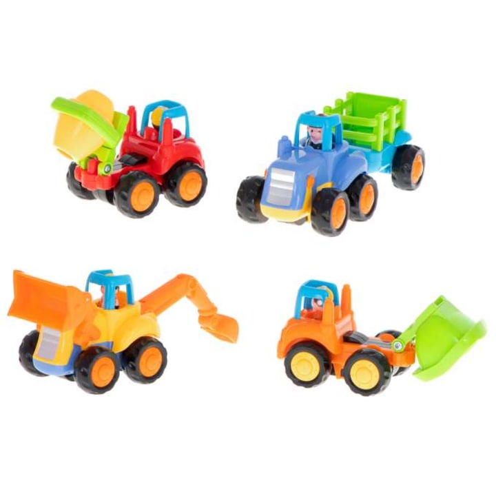 Set 4 Masinute Hola Toys, Pentru bebelusi, Varsta 18 luni, Multicolor