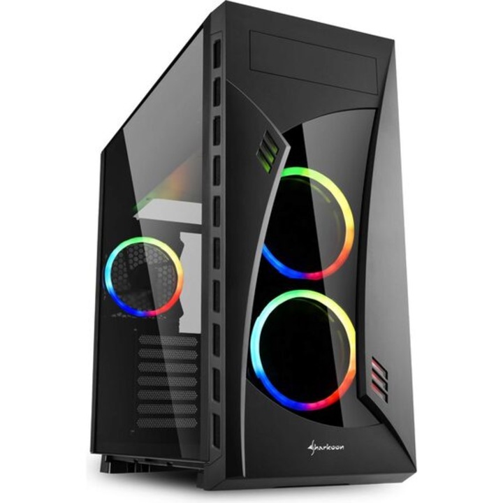 Carcasa PC Sharkoon Night Shark RGB 4044951026258, Mini ITX, Micro ATX, SSI EEB, Extended ATX, SSI CEB, ATX, Negru