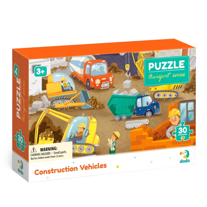 Puzzle, Dodo, Construction Sites de, 30 de piese, 3+, Multicolor