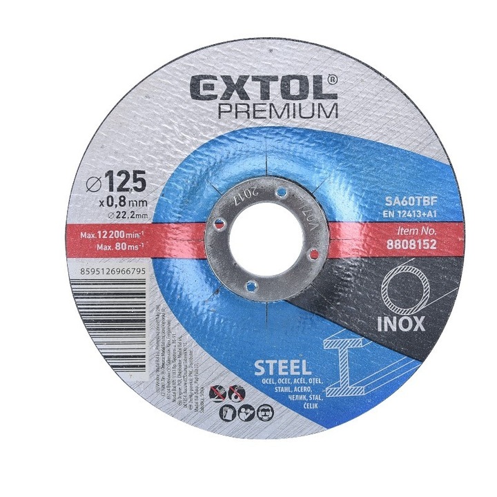 Disc de taiere pentru otel, Extol, 125x0,8x22,2mm
