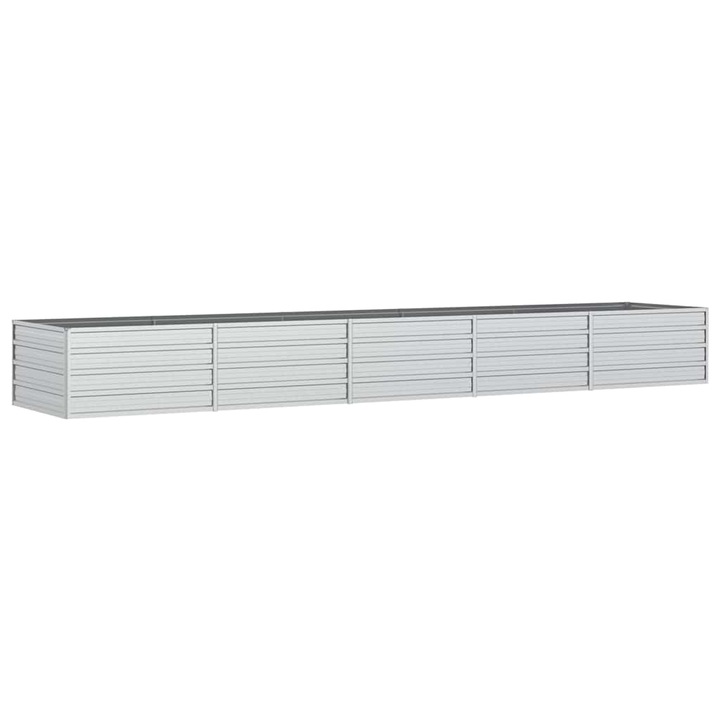 Повдигната градинска леха vidaXL, 400x80x45 см, стомана, сребриста