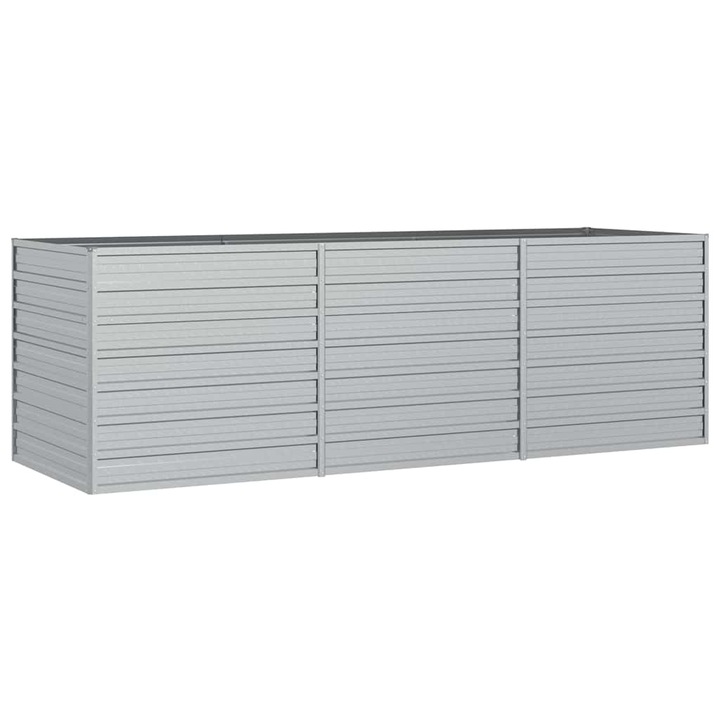 Повдигната градинска леха vidaXL, 240x80x77 см, стомана, сребриста