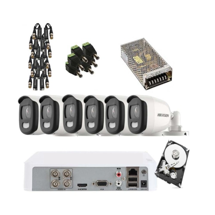 Set Supraveghere Video, 8 Canale NVR, 2 Camere Dome Antivandal, 4MP, Infrarosu, IP66, 1TB HDD, Multicolor