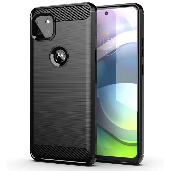 Капак за Motorola Moto G9 Power, Techsuit Carbon Silicone, черен