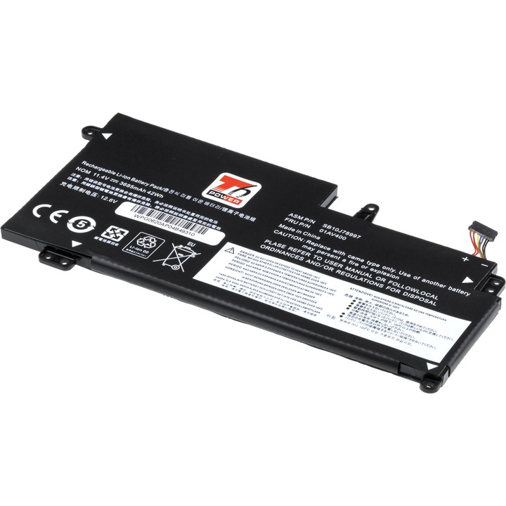 Baterie T6 Power compatibil cu Lenovo ThinkPad 13 seria 20GJ/20GK, 20GL/20GM, 3680mAh, 42Wh, 3cell, Li-Pol