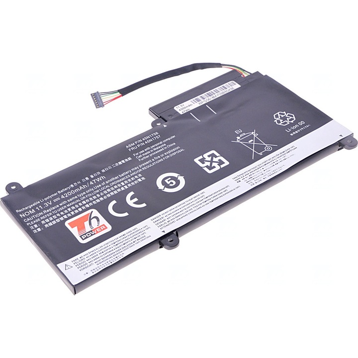 Baterie T6 Power compatibil cu Lenovo ThinkPad E450, E450c, E455, E460, E465, 4160mAh, 47Wh, 3cell, Li-Pol
