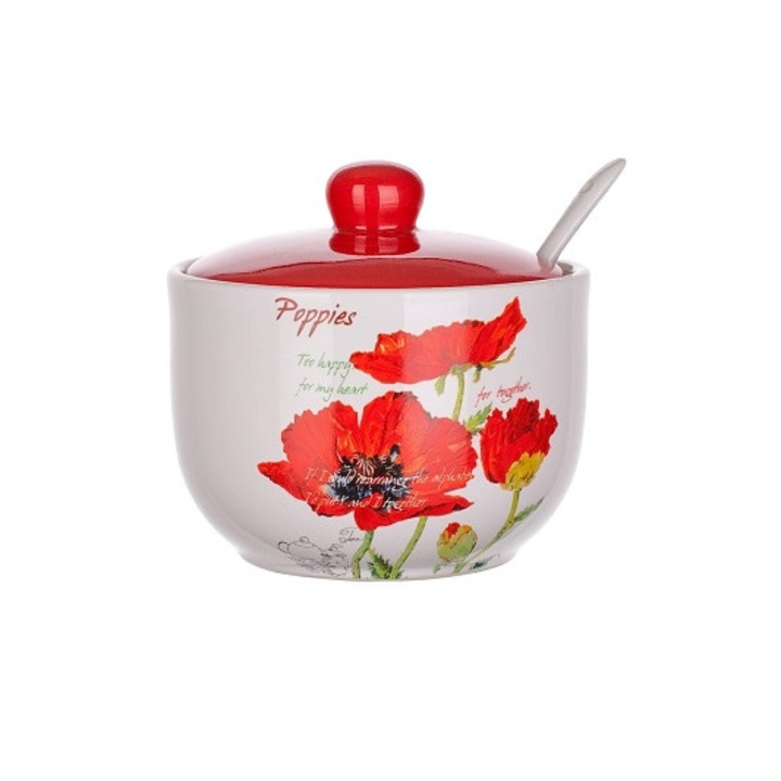 Bol din ceramica pentru zahar cu lingurita, 400 ml Banquet Maci