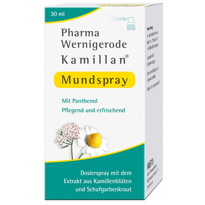 Pharma Wernigerode Kamillan Szájspray, panthenollal és kamillával, nyálkahártya-gyulladások kezelésére, 30 ml