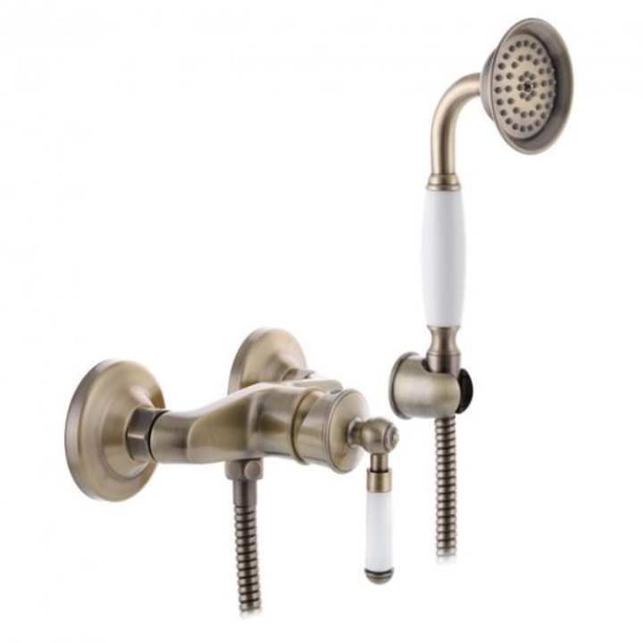 Смесител за душ Mixxus Premium Vintage 003 евро бронз, месинг, едноръкохватков с душ слушалка