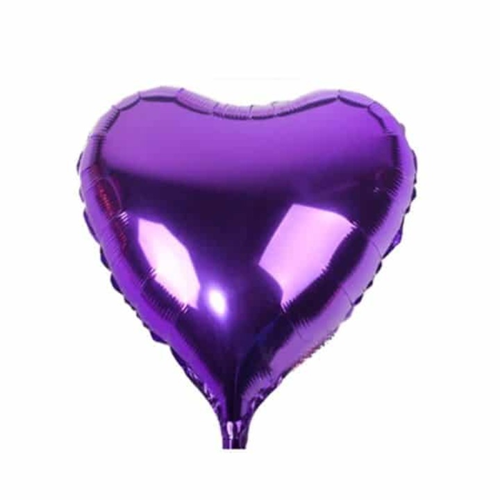 Szívfólia lufi, lila, 45 cm