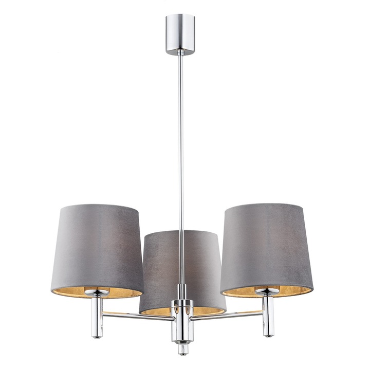 Полилей с 3 източника на светлина, ARGON, Bolzano Plus, стомана, сив, E27, 64x55 см