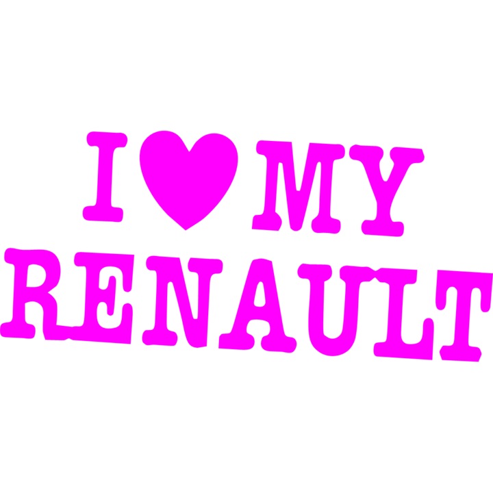 Sticker auto ''I love my renault'', 20x9 cm, Roz