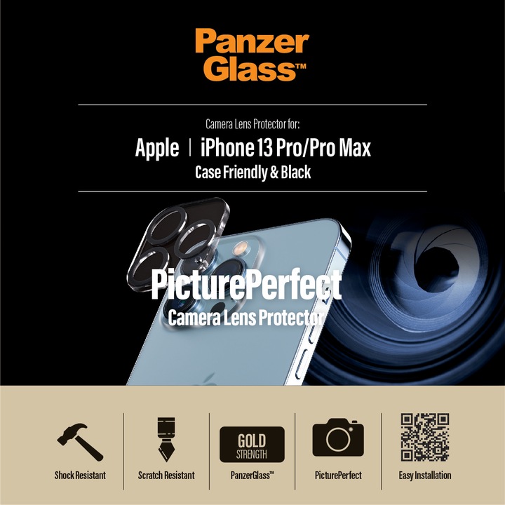 Стъклен протектор PanzerGlass за камера, за Iphone 13 Pro, 13 Pro max