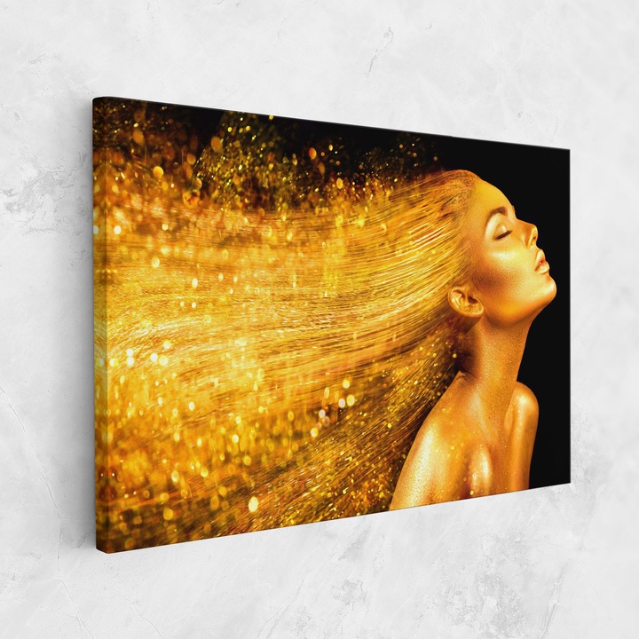 Картина на платно, ARTHUB, 70x100 cm | Спалня и Дневна, Жени, Черно и златно, Golden Girl