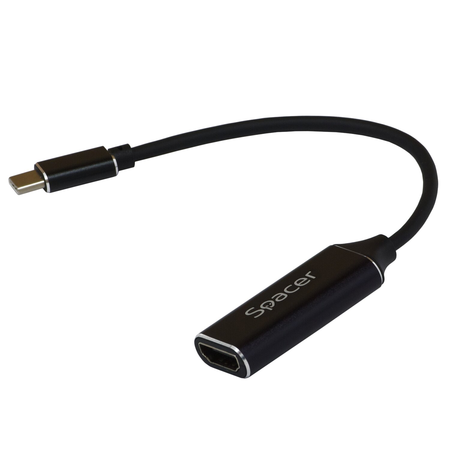 Adaptor Spacer SP-CM-HDMIF-01, USB 3.1 Type-C tata la HDMI mama, 15cm,  rezolutie maxima 4K UHD 3840 x 2160 la 30 Hz, Negru 