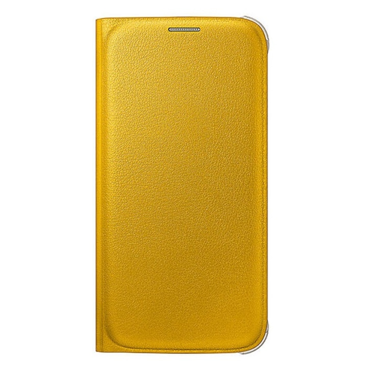 Кейс Samsung Flip Wallet Cover EF-WG920PYEGWW за Samsung Galaxy S6, Кожа, Жълт