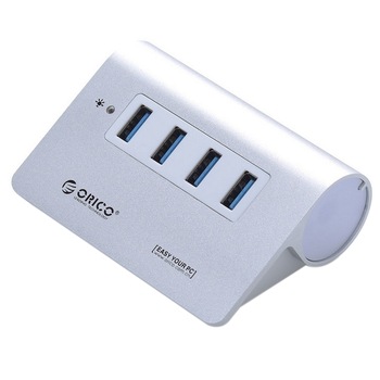 Hub Orico M3H4, 4 port-uri, USB 3.0, Plug & Play, Aluminium, Silver Hub Orico M3H4, 4 port-uri, USB 3.0, Plug & Play, Aluminium, Silver