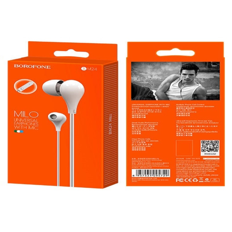 Casti Borofone BM24 Milo cu microfon, White