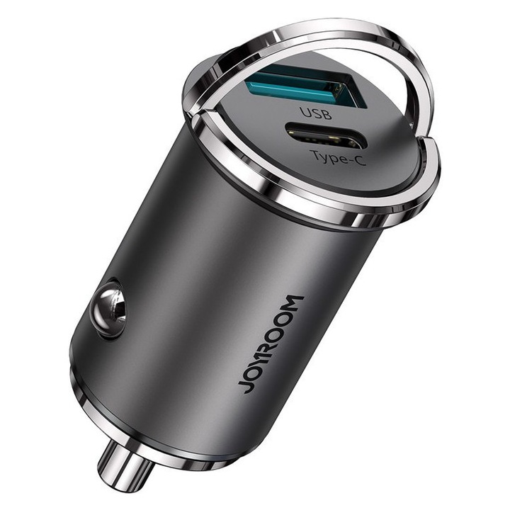 Incarcator auto universal Joyroom, 1 x Usb, 1 x Type C, 45W 5A, incarcare rapida, gri, AD88