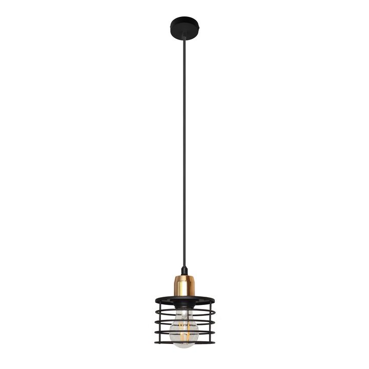 Lustra pendul HELAM, Edison, E27, 1x60W, Negru/Cupru