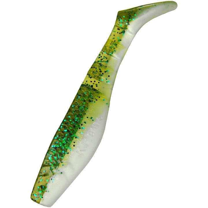 Set 5 buc Shad KP Original Shad 6.25cm, Green White Pearl1, pentru biban, stiuca sau salau