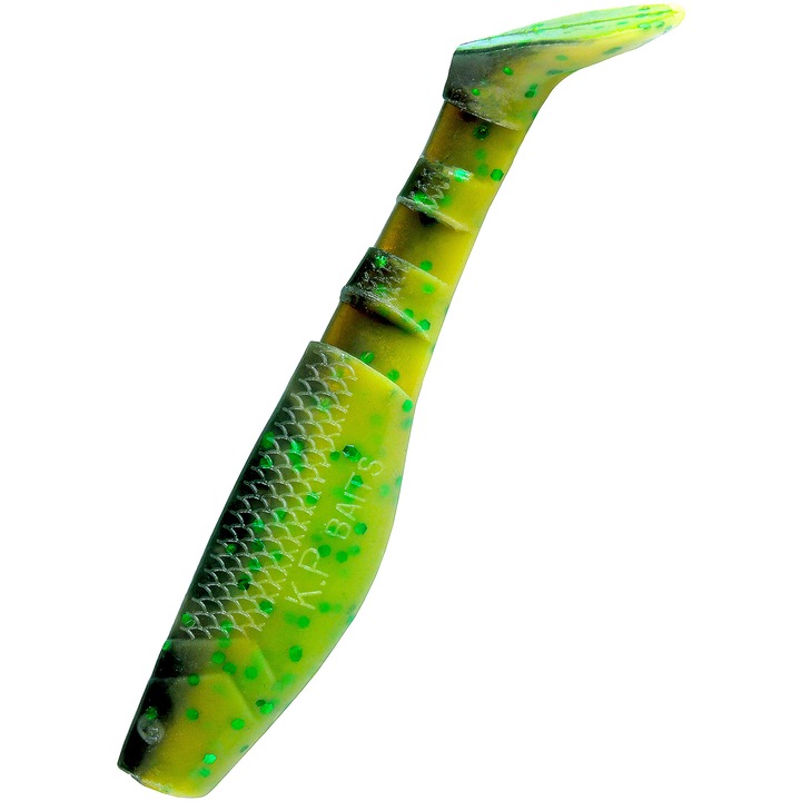Set 5 buc Shad KP Original Shad 6.25cm, Green Pumpkin Chart, pentru biban, stiuca sau salau