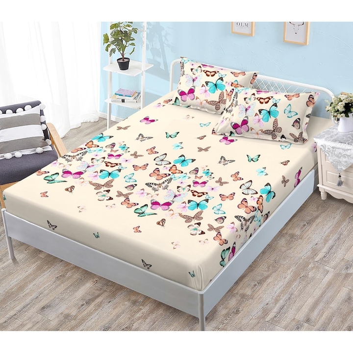 Комплект фина покривка за легло, 3 части Elegant Home, 2 калъфки за възглавница, за легло 180x200 см, розово