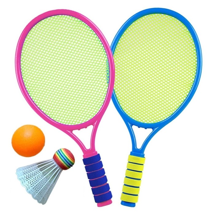 Set rachete tenis cu minge din plastic si minge fluturas