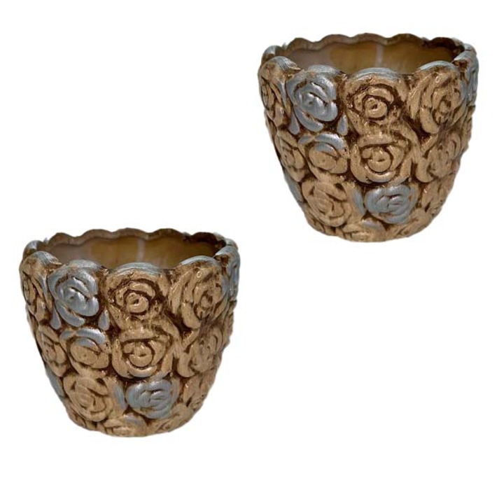 Set, decoratiune din ceramica in forma rotunda, 2 bucati, 22 x 22 cm