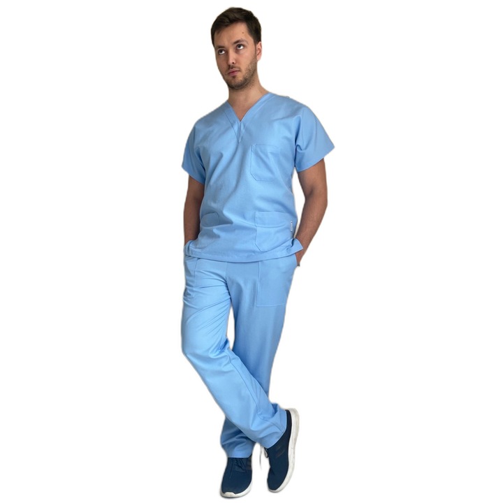 Costum medical, barbati, Vogueart, albastru deschis, marime M