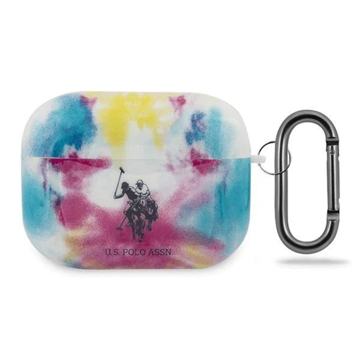 Husa pentru AirPods Pro, US Polo Assn, USACAPPCUSML, Tie and Dye Collection, TPU, Inel metalic