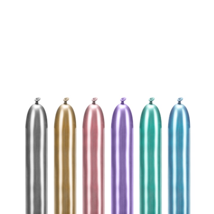 Комплект балони за моделиране, гланц, 130 см, 6 цвята, 30 части, включително мини помпа за надуване