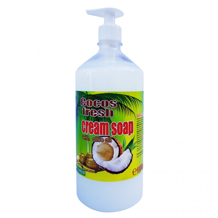Sapun lichid cu glicerina Cloret Cocos Fresh 1 Litru, cu pompita pentru dozare manuala