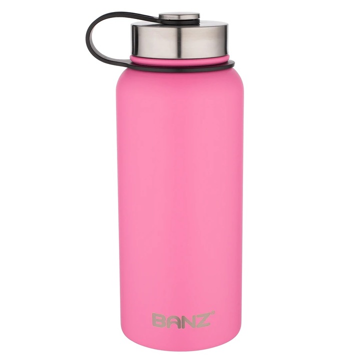 Sticla bauturi cu 2 capace sport/etans, Banz, 2 straturi, inox 18/8, Wildflower Pink, 950ml
