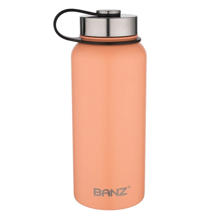Sticla bauturi cu 2 capace sport/etans, Banz, 2 straturi, inox 18/8, Apricot, 950ml