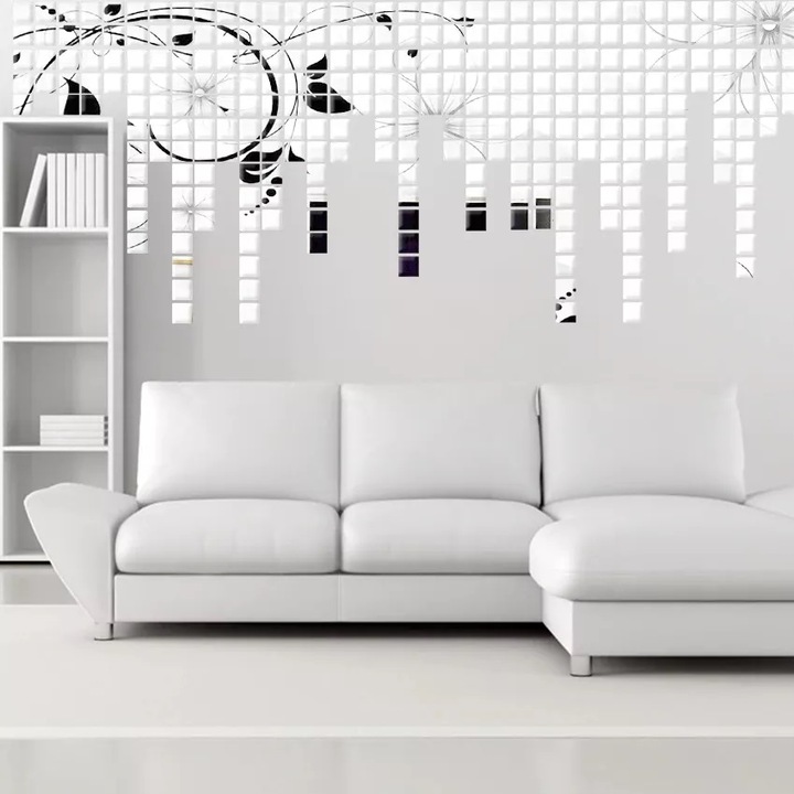 Set 100 Oglinzi Acrilice Decorative in Forma de Patrat, pentru Decorarea Peretilor, 2 x 2 cm, Original Deals