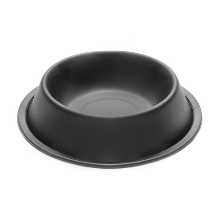 Bol de hranire Record Inox, Negru, 23 cm, 0,7 l