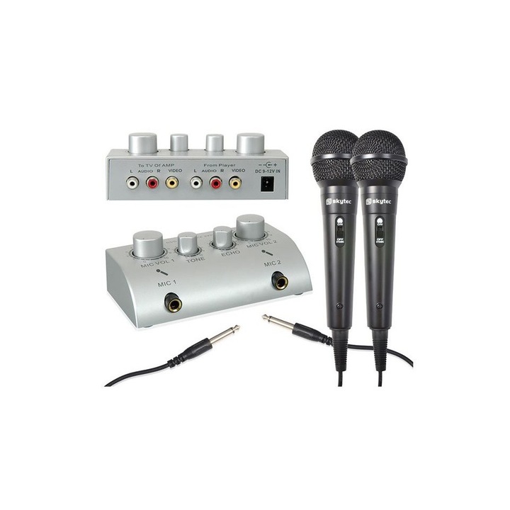 Microfoane karaoke cu mixer stereo, Skytronic Set