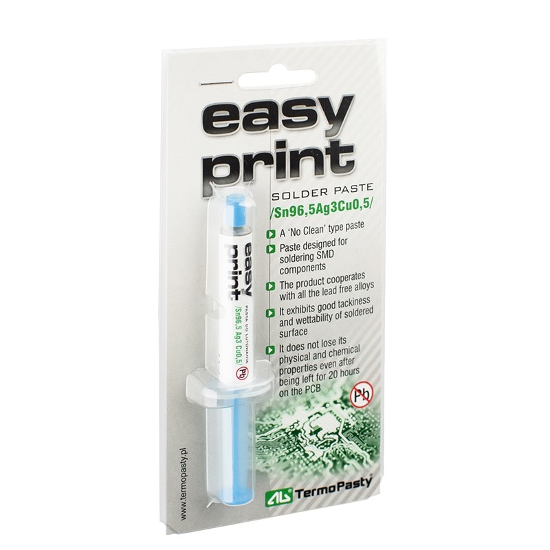 EASY PRINT Sn96,5Ag3Cu0,5, pasta pentru lipirea componentelor SMD, siringa 1.4ml.