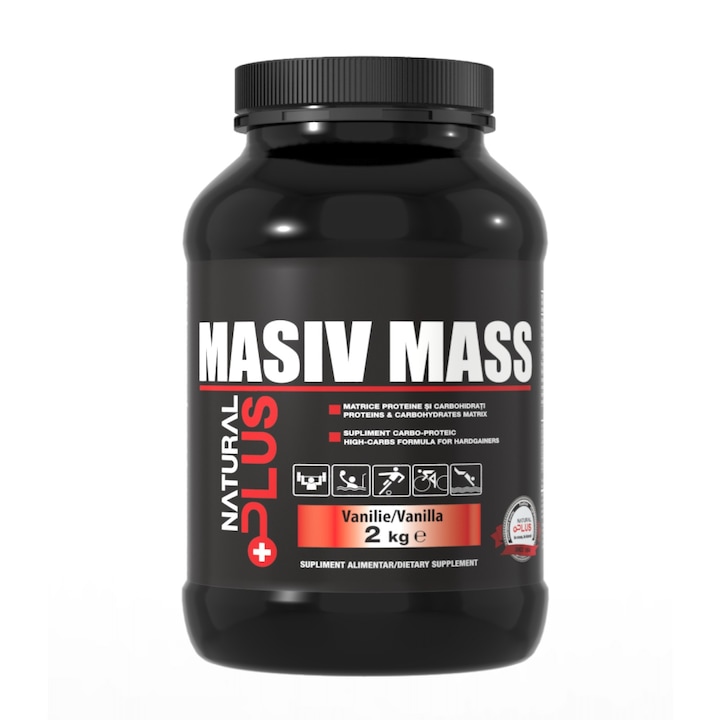 Gainer pentru cresterea masei musculare -Masiv Mass 2000 g, vanilie