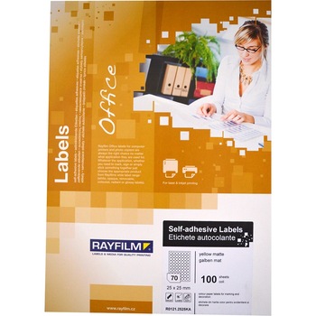 Etichete rotunde, 25mm, galben mat, 70buc/A4, 100/set uz universal, Rayfilm Etichete rotunde, 25mm, galben mat, 70buc/A4, 100/set uz universal, Rayfilm