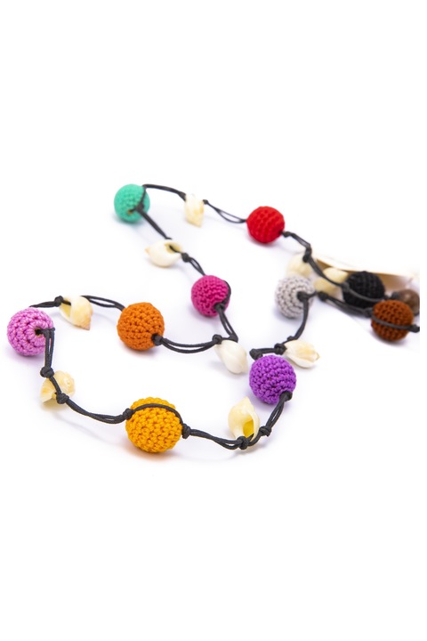 Kézzel készített nyaklánc horgolt fagolyókból, Gloria Maris, 09902 Többszínű, 60 cm