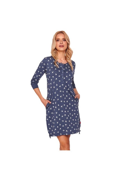 Camasa pentru alaptat, bumbac, maneca 3/4, bleumarin 2XL