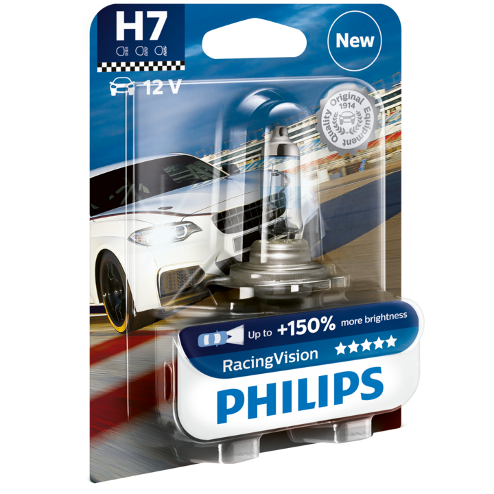 Крушка за фар Philips H7 Philips Racing Vision, +150 %, 12 V 55 W