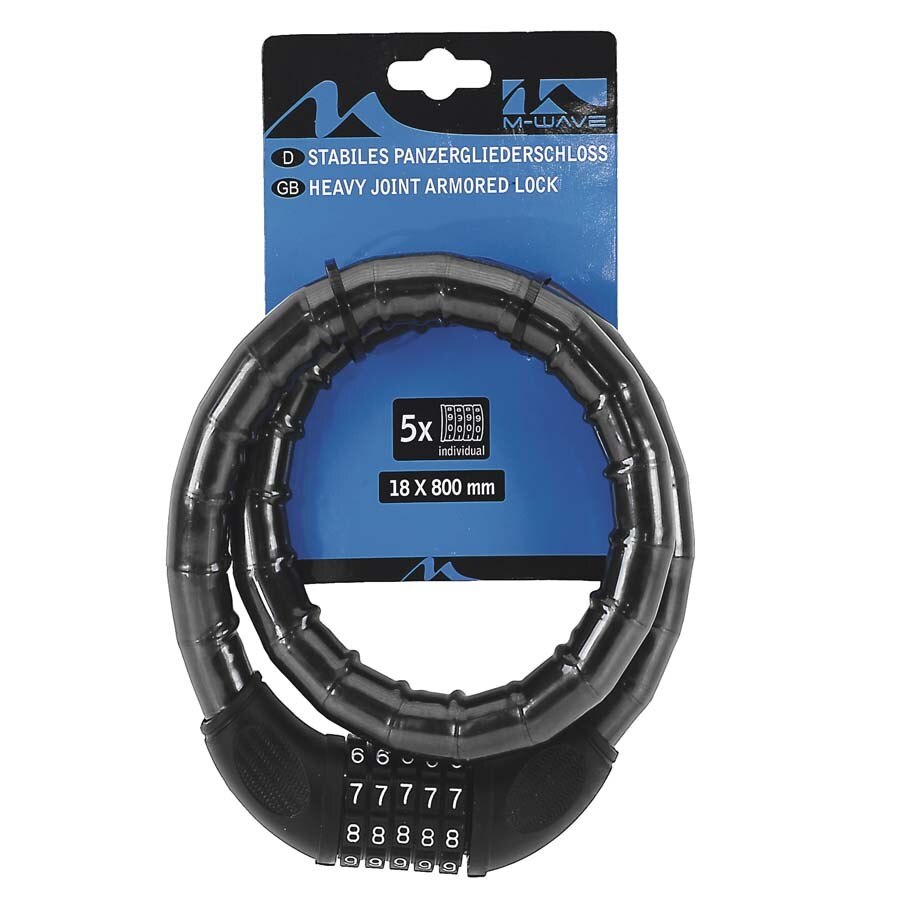Antifurt cu cifru M-Wave , 18 x 800 mm , 5 D