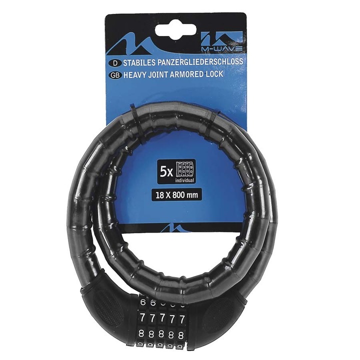 Antifurt cu cifru M-Wave, 18 x 800 mm, 5 D