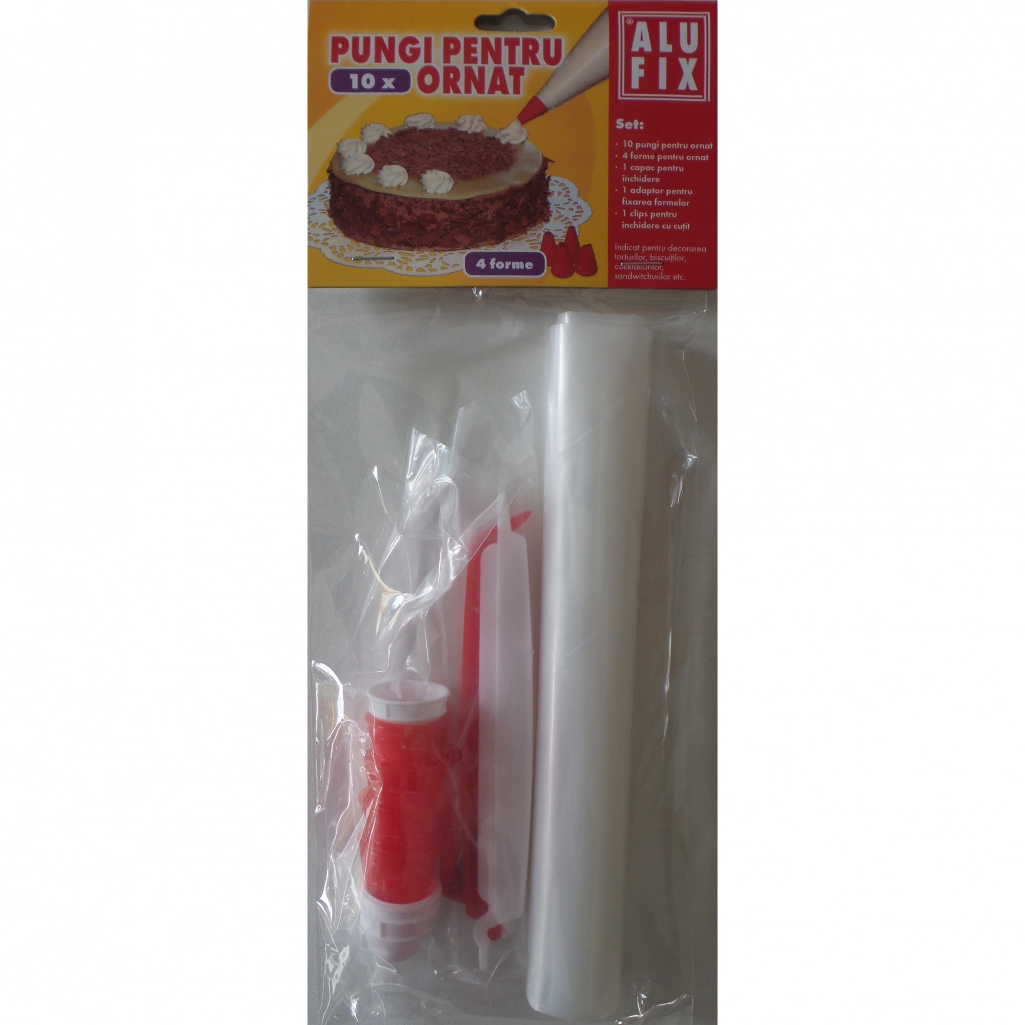 Pungi petru ornat ALUFIX, 10 bucati + 4 forme