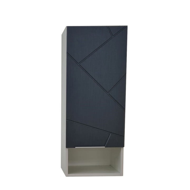 Dulap de baie suspendat Sanitop Lines, 40 x 28 x 100 cm, Negru/Alb